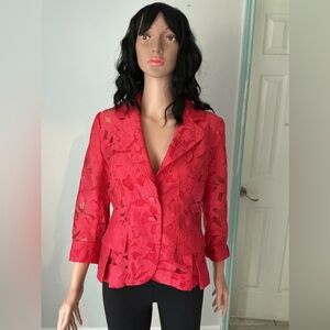 CLARA SUNWOO Textured Red Blazer